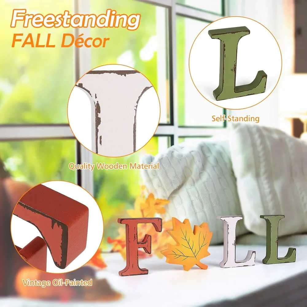 Fall Decorations 4 Pcs Thanksgiving Wooden Table Decor Farmhouse Signs